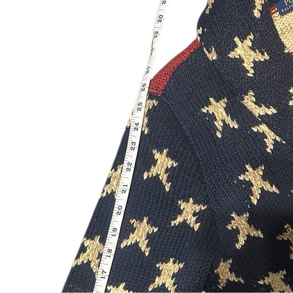 Ralph Lauren Polo Flag Cardigan Sweater Shawl Collar Americana Vintage Knit L - Picture 14 of 16